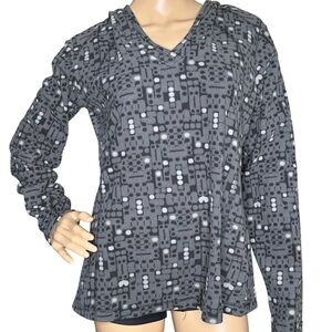 Columbia gray dot fleece hooded pull over large